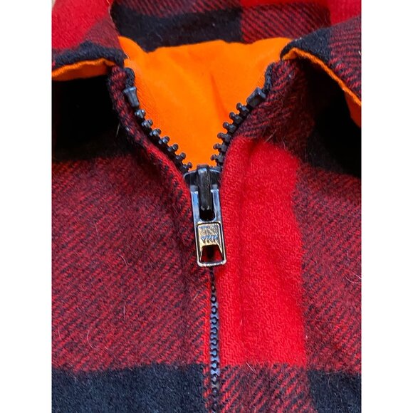 Vintage 80s/90s L.L. Bean Mens Buffalo Plaid Reversible Orange Wool Hunting Chor - Picture 6 of 11